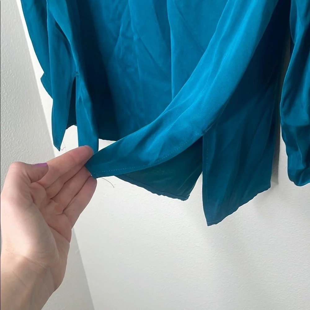 Karen Kane Satin Collared Long Sleeve Blouse - Picture 9 of 11